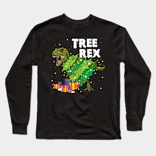 Tree Rex Dinosaur Christmas Tree Costume Gift Boys Girls Kid Long Sleeve T-Shirt